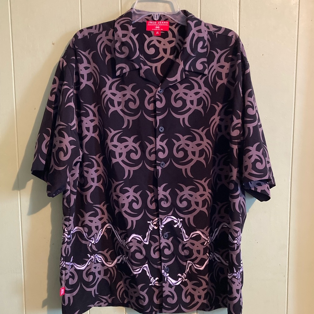 Rare Vintage 90s Jnco Jeans Dragon Tribal Button Up Shirt
